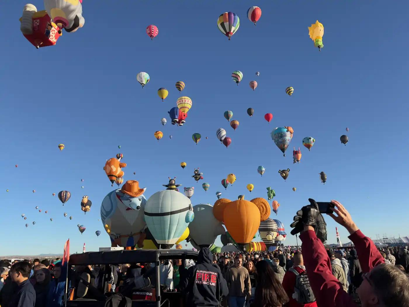 Balloons in the air at the Albuquerque Balloon Fiesta.